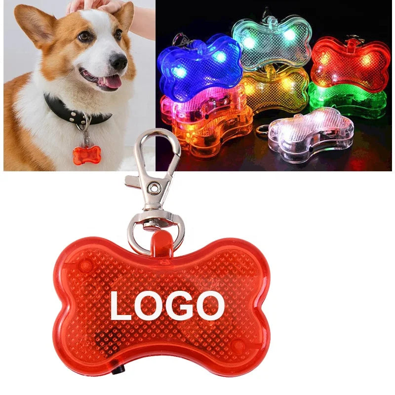 Dog Bone Shaped LED Safety Light Tag LED Clip-On Pet Anti-lost Safety Light Custom Pets Glowing Pendant MegaBDM