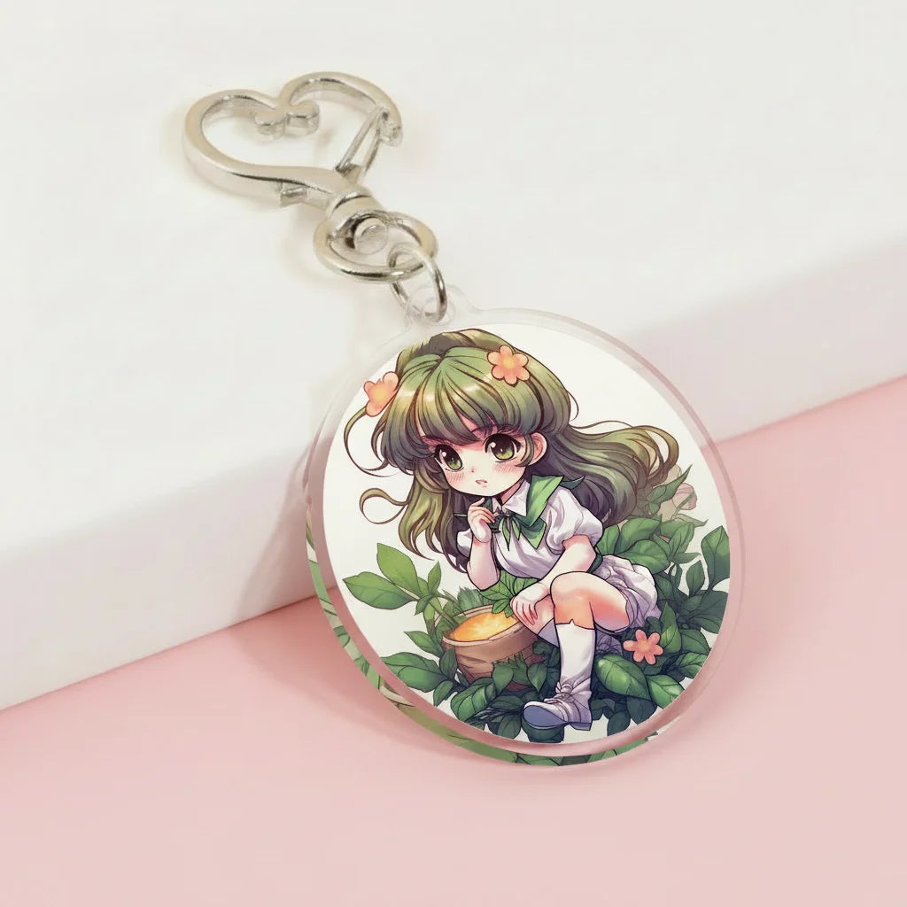 Custom Bulk Promotional Plastic Acrylic Clear Glitter Epoxy Anime Charm Keychain MegaBDM