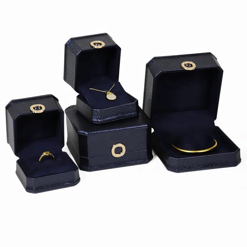 MOQ10 Pcs Custom Logo PU Leather Luxury Microfiber Bangle Pendant Ring Earring Bracelet Necklace Packaging Jewelry Box