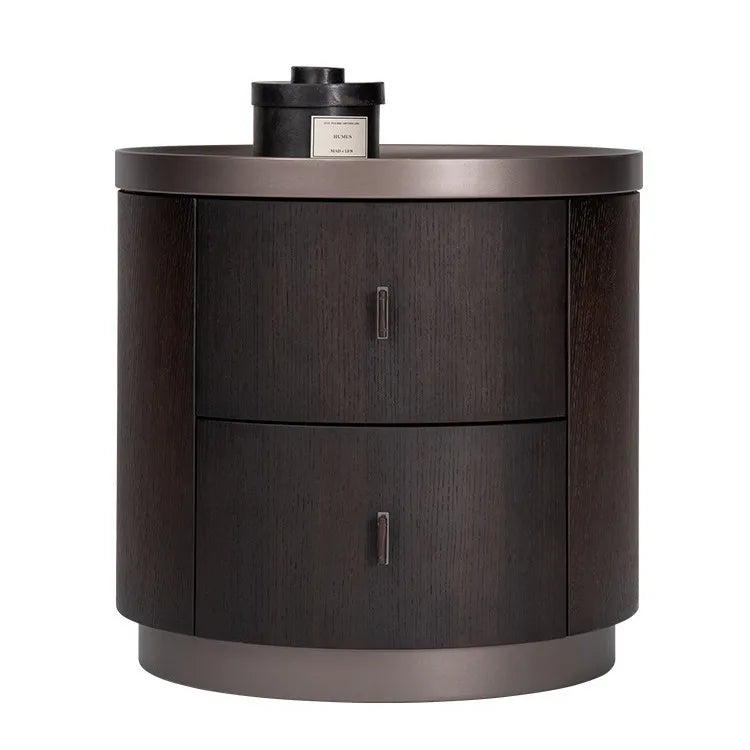 Bedroom Furniture Cylinder Design Italian Style Luxury Ash Wood Bed Side Table