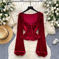 Winter Full Sleeve Square Collar Casual Velvet Blouses Women Lantern Sleeve Solid Shirts Ladies Casual Tops Clothes Women