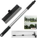 Zhenda Brush 2-in-1 Window Cleaner Wiper and Scrubber Dual Side Blade Rubber & Sponge Aluminum Telescopic Pole Window Squeegee
