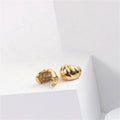 Pvd 18k Gold Plated Chunky Croissant Earring Stainless Steel Hoop Earring