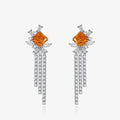 925 Silver Cubic Zirconia Crystal Tassel Dangle Earrings Long Drop Wedding Earrings