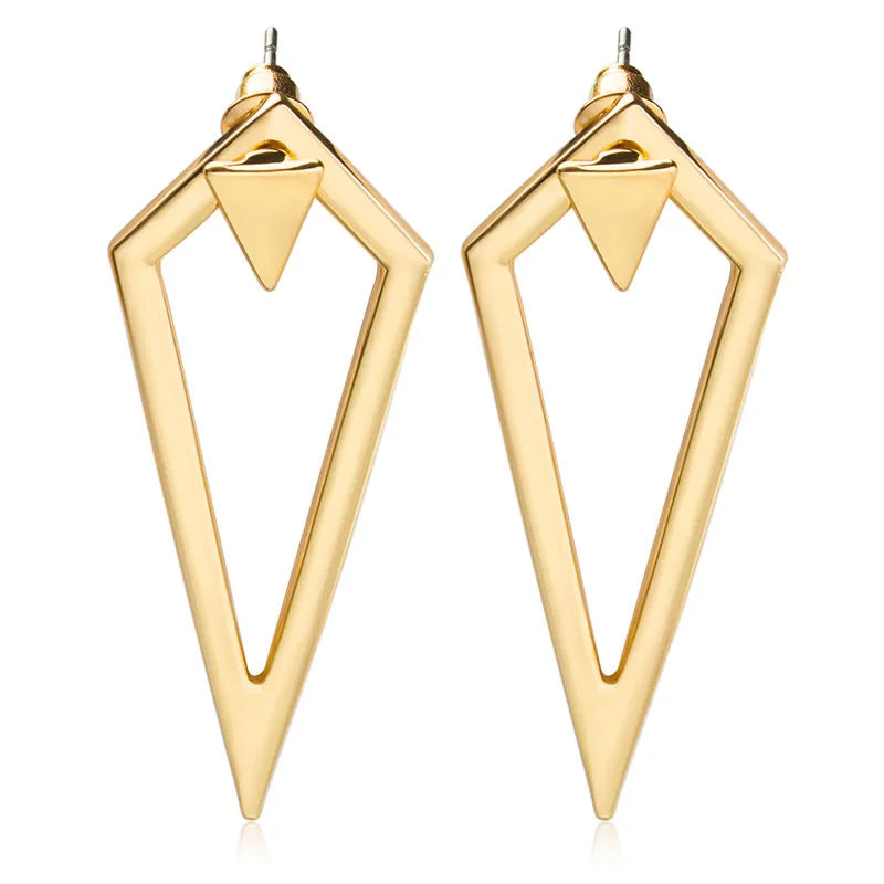 SC Hot Selling Lozenge Dangler Earrings Women Minimalist Simple Shape Gold Plated Earrings Rear Mounted Triangle Stud Earrings