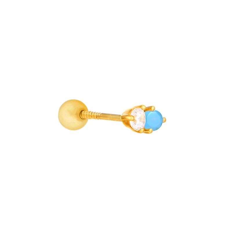 Fine Mini Jewelry  S925 Silver Turquoise Double Diamond Earrings Gold Plated Stud Earrings for Women