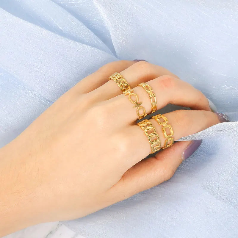 HOVANCI Stainless Steel Rings Women Trendy 12 Ball Simple Open Gold 18k Wedding Minimalist Rings