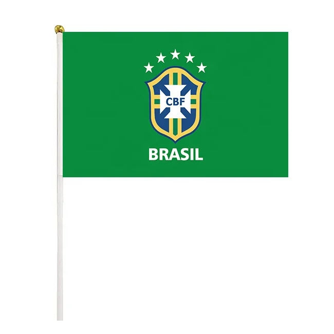 Flag of Brazil Football Team 21*14cm Fast Delivery New Brazil Custom Football Team Hand Banner Mini Hand Held Flag