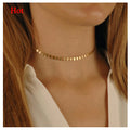 Stainless Steel 14k Gold Sterling Silver Dainty Coin Choker Disc Choker Sequins Choker Necklace