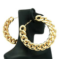 Low MOQ 10pcs Wholesale Jewelry Women Gold Chain Link Chunky Hoop Earrings