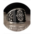 925 Sterling Silver Baroque Design Onyx Stone Men’s Ring – Black or Red – EU Local Stock
