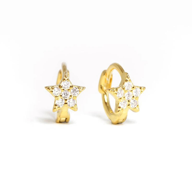 ROXI S925 Sterling Silver Cartilage Earrings Ins Style Mini Five-pointed Star Diamond Earrings