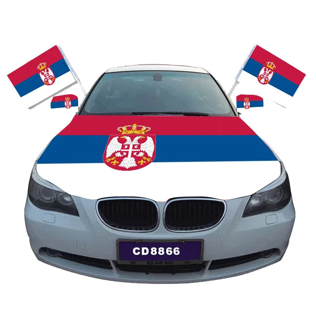 Promotional Product Sublimation 3x5ft Vivid Serbian  100% Polyester Car Hood windows Flag  Serbia Car Hood Covers Flag
