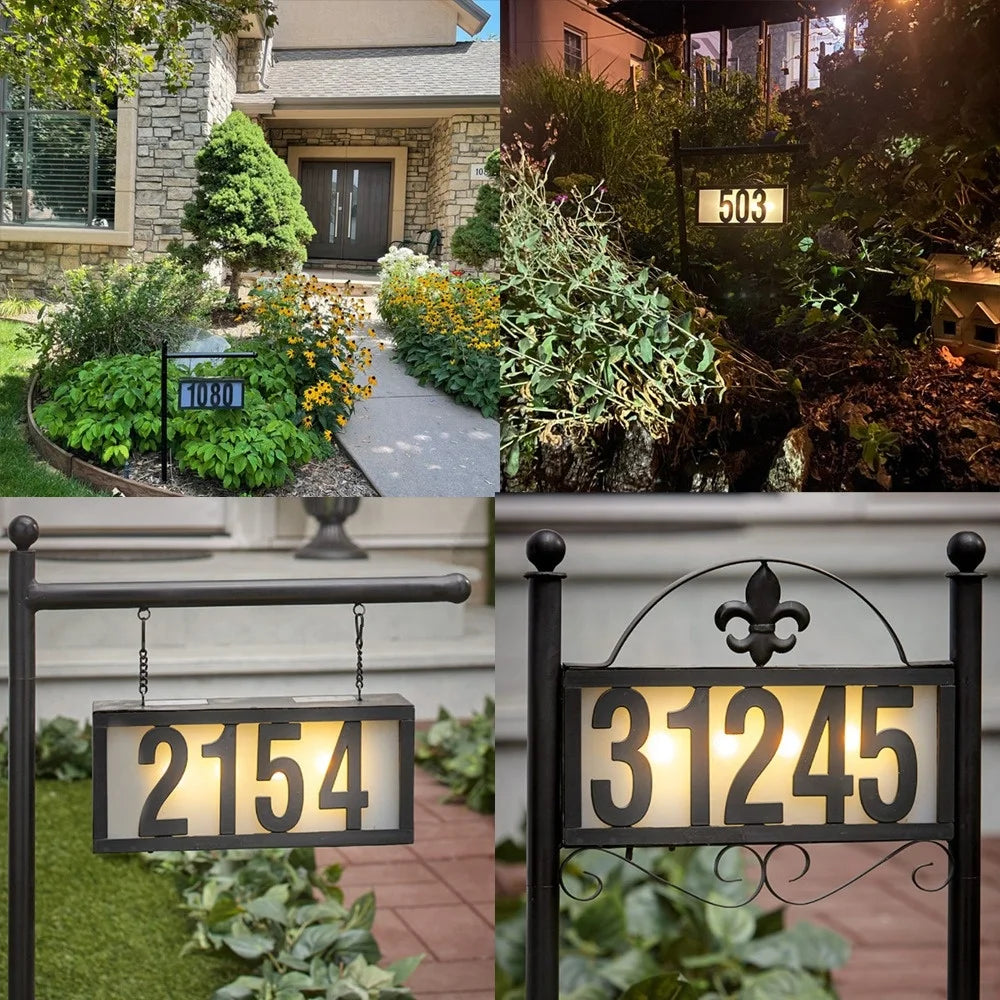 Outdoor Decoration Yard Sign House Number Address Sign Light Box with Stakes