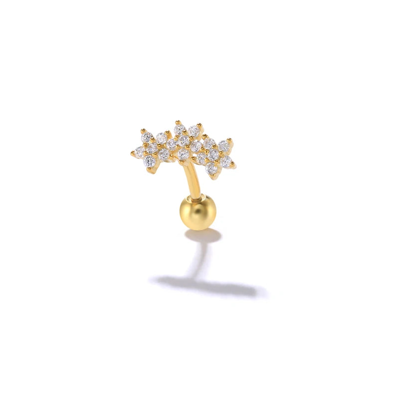 ROXI Fashion All-match S925 Sterling Silver Snowflake Zircon Fashion Pierced Ear Buckle Earrings