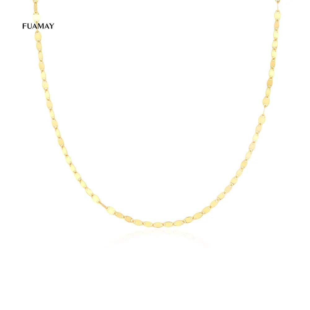 FUAMAY Fashion Woman Simple 3MM Mariner Linked Chain Choker Necklace Jewelry Gold Plated Necklace Sets for Women