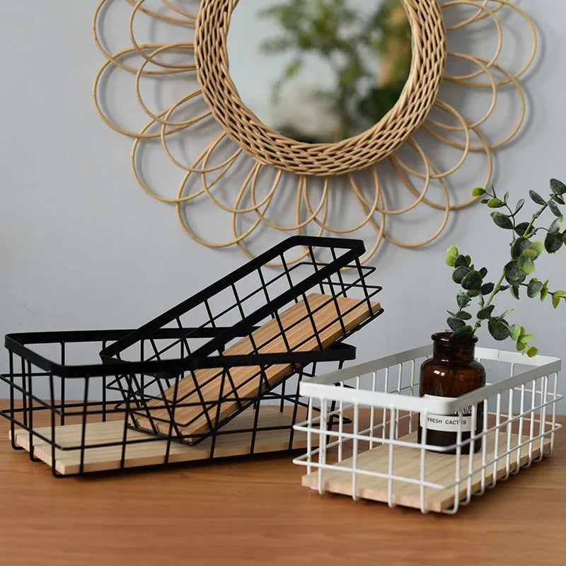 Latest Multi Functional Customized Home Goods Small Rectangular Iron Metal Wire Basket