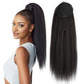 Kinky Straight Hair Afro Puff  Ponytail Extensions Yaki Straight Synthetic Hair Drawstring Ponytail Clip in Hair Extensions