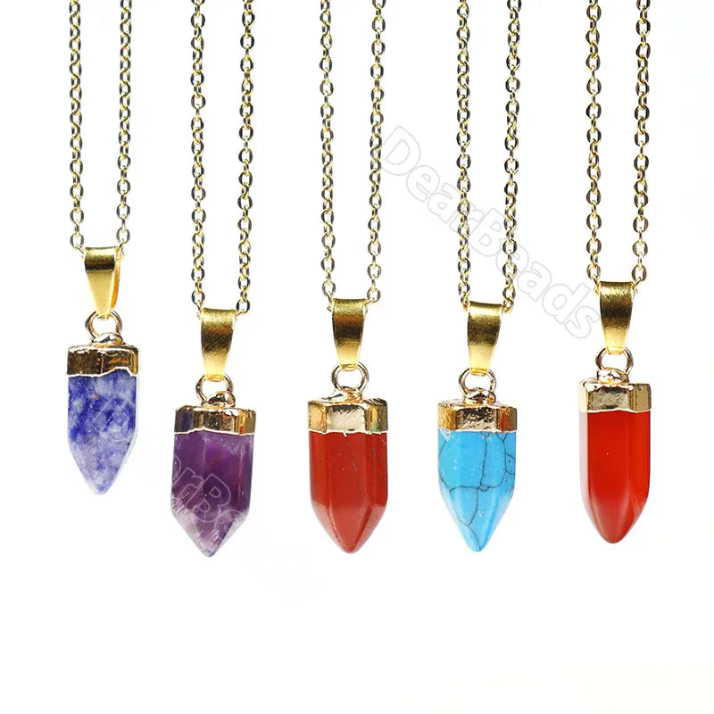 Wholesale Natural Stone Crystals Necklace Amethyst Point Stick Crytal Quartz Gemstone  NECKLACES Jewelry Making