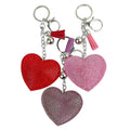 New Fashion Cartoon Rhinestone Heart Carabiner Keychain Canvas Tassel Holders Crystal Key Charm Bag Car Pendant Gift