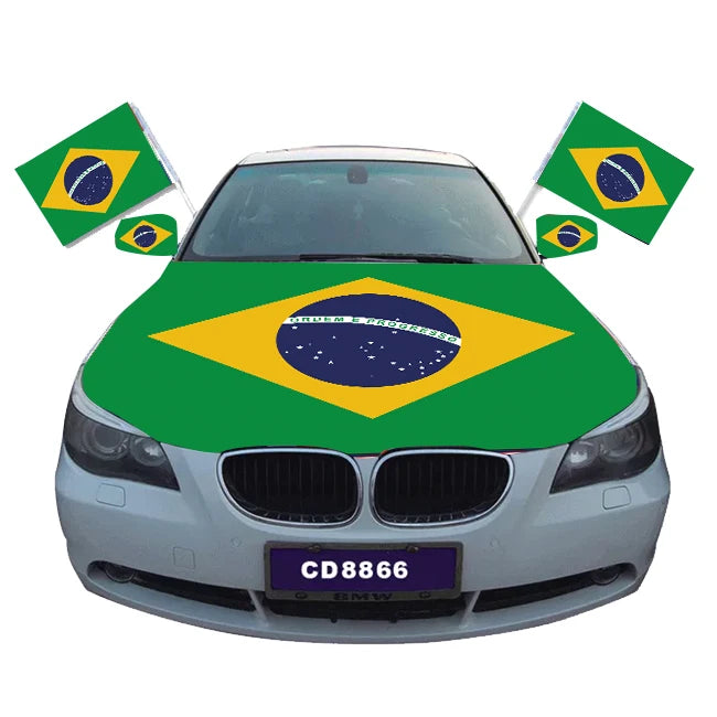 Custom Sports Car Hood Flag for Germany Brazil Australia Poland Iran Wales Costa Rica Argentina Portugal Made of Silk