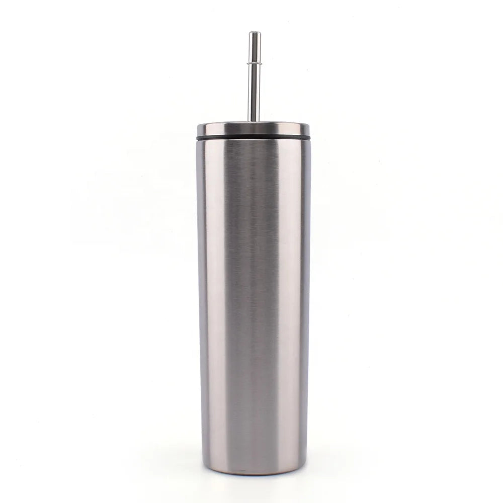 Custom 20oz Insulated Slim Tumbler Cups Stainless Steel Skinny Tumbler with Straw Lid