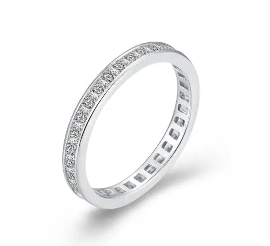Peishang 925 Sterling Sliver Rhodium Plating Jewelry Diamond Circle  Ring for Women or Men rings jewelry women