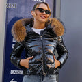 Good Quality  Shiny Waterproof Quilted Padded Coat Down Jackets With Real Fur Hood Women Custom Puffer Jackets Parka Jacket