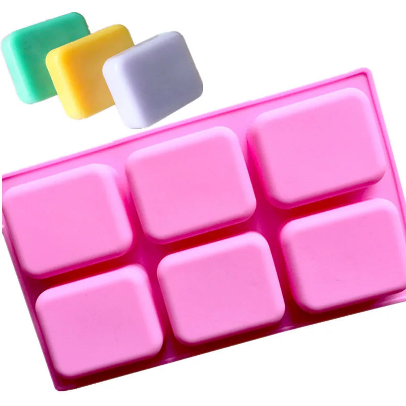 6 Cavity Rectangle Silicone Soap Making Molds Eco-Friendly Ice Cube Tray Chocolate Cake Mold DIY Handmade OPP Bag