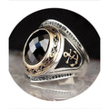 Anchor 925 Sterling Silver Classic Bezel Setting Gemstone Ring for Men with Zircon Stone-Wedding & Anniversary