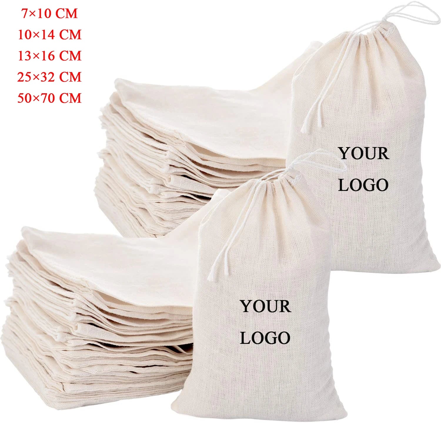 Custom Logo Reusable Gift Cotton Drawstring Bag for Grocery Shopping Fashion Personable Organza Canvas String Pouch