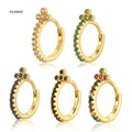 FUAMAY Women's Colorful Rainbow Diamond Micro Paved Hoop Earrings Cross Trio Flower Gold Plated Zircon for Wedding Occasions