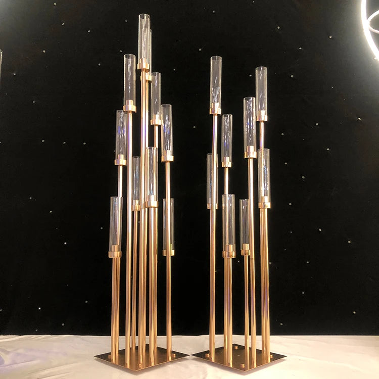Zhuoyun Decoration 8 10 Arms Glass Cup Antique Metal Gold Wedding Centerpieces Candelabra