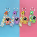 Space Astronaut Rocket PVC Soft Rubber Cartoon Keychain Creative Wristlet Strap Cute Key Ring Gifts for Men Girls Kids