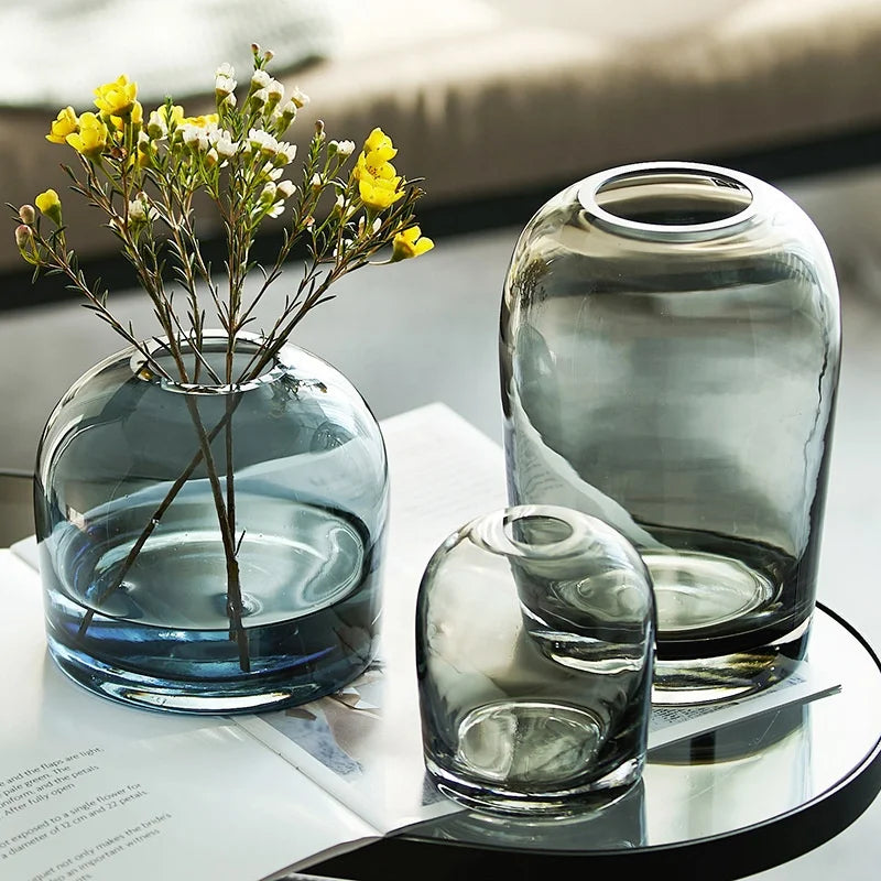 Wholesale Wedding Home Decoration Round Vase Hand Blown Restaurant Tabletop Flower Glass Vases
