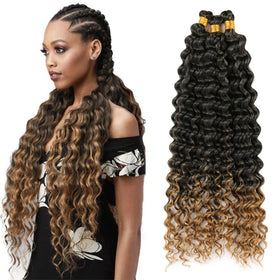22inch Synthetic Deep Wave Braiding Hair Crochet Twist Bohemian Braids Ombre Color Deep Wave Curly Hair Extensions