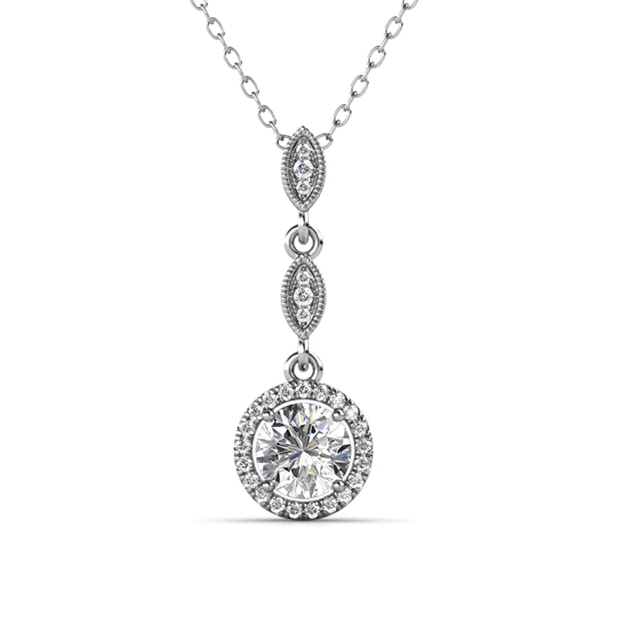 1 Carat Moissanite Diamond S925 18K Gold Plated Noble Antique Drop Halo Wedding Pendant Necklace Destiny Jewellery