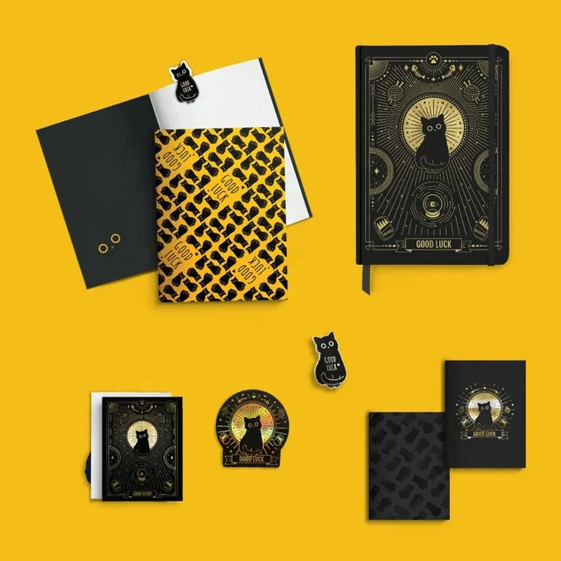 Stationery All in One Journaling Kit with 3 Journal Notebooks 2 Enamels 1 Holographic Stickers & a Gift Box