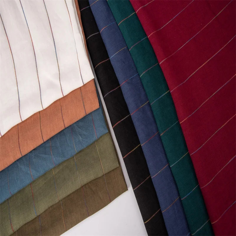 High Quality 100% Pure Linen Fabric #6631 Stripe Pattern 156g Fashion Wholesale for Shirts in Stocks MegaBDM