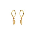 ROXI S925 Sterling Silver Feather Pendant Earrings Ear Buckle 18K Gold Hoop Earrings