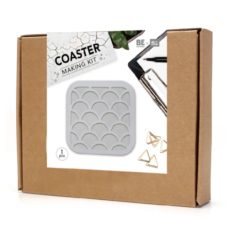 DIY Crafts Grey Non-Slip Cup Coasters Making Kit Concrete Cement Mats & Pads 10x10cm Round