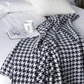 QNG Wholesale Ins Houndstooth Jacquard 100% Cotton Knitted Throw Blanket Home Decor