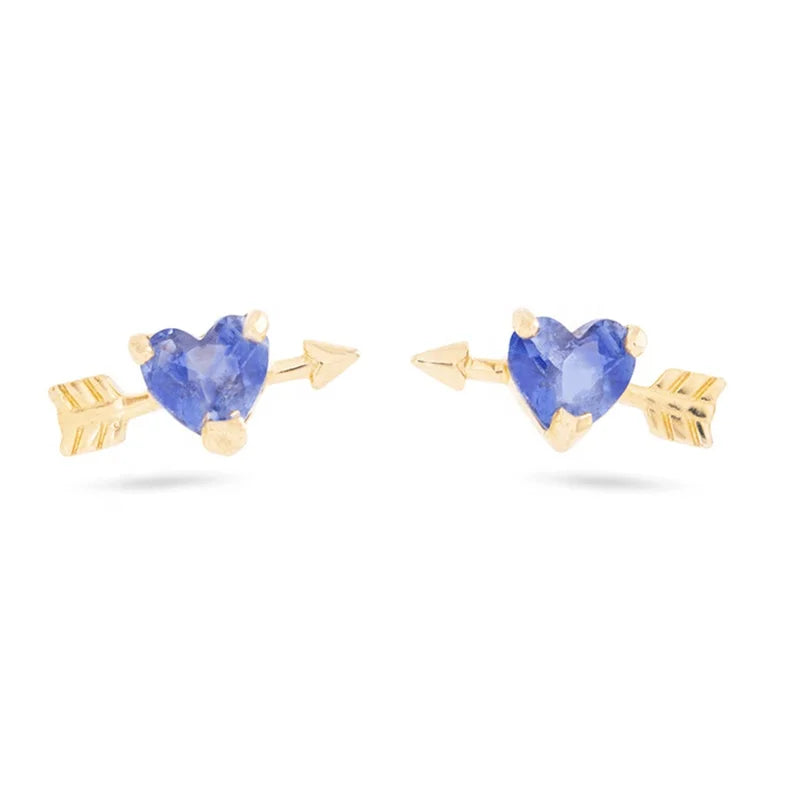 Gemnel Delicate 925 Sterling Silver 18k Gold Heart CZ Stud Earrings Valentine