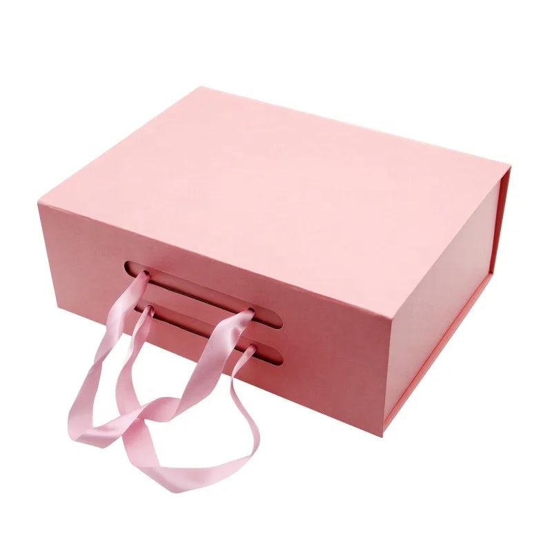 Wholesale Pink Folding Paperboard Wig Box Packaging Printed Logo and Embossed for Cosmetic Apparel Gifts and Photo Frame Use