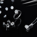 Abiding Jewelry Wholesale Pure Silver Moissanite Ring Necklaces and Earrings Wedding Jewellery Set