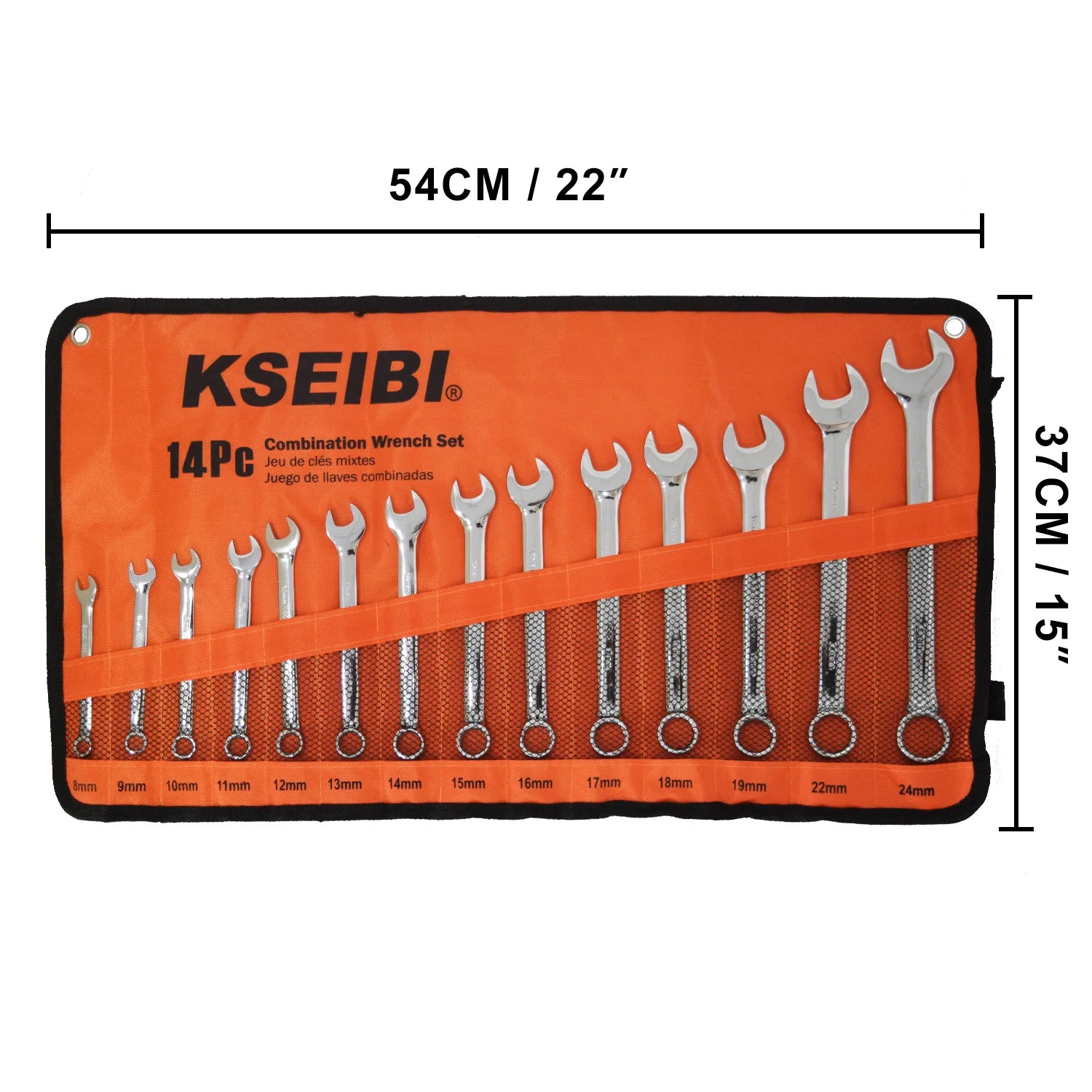 KSEIBI 8-24mm Combination Wrench Spanner Set With Different Types of Spanner 14pcs With Cloth Bag