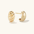 LOZRUNVE New 925 Sterling Silver Handmade Minimalist Plain Silver Gold Dome Huggie Stud Earrings