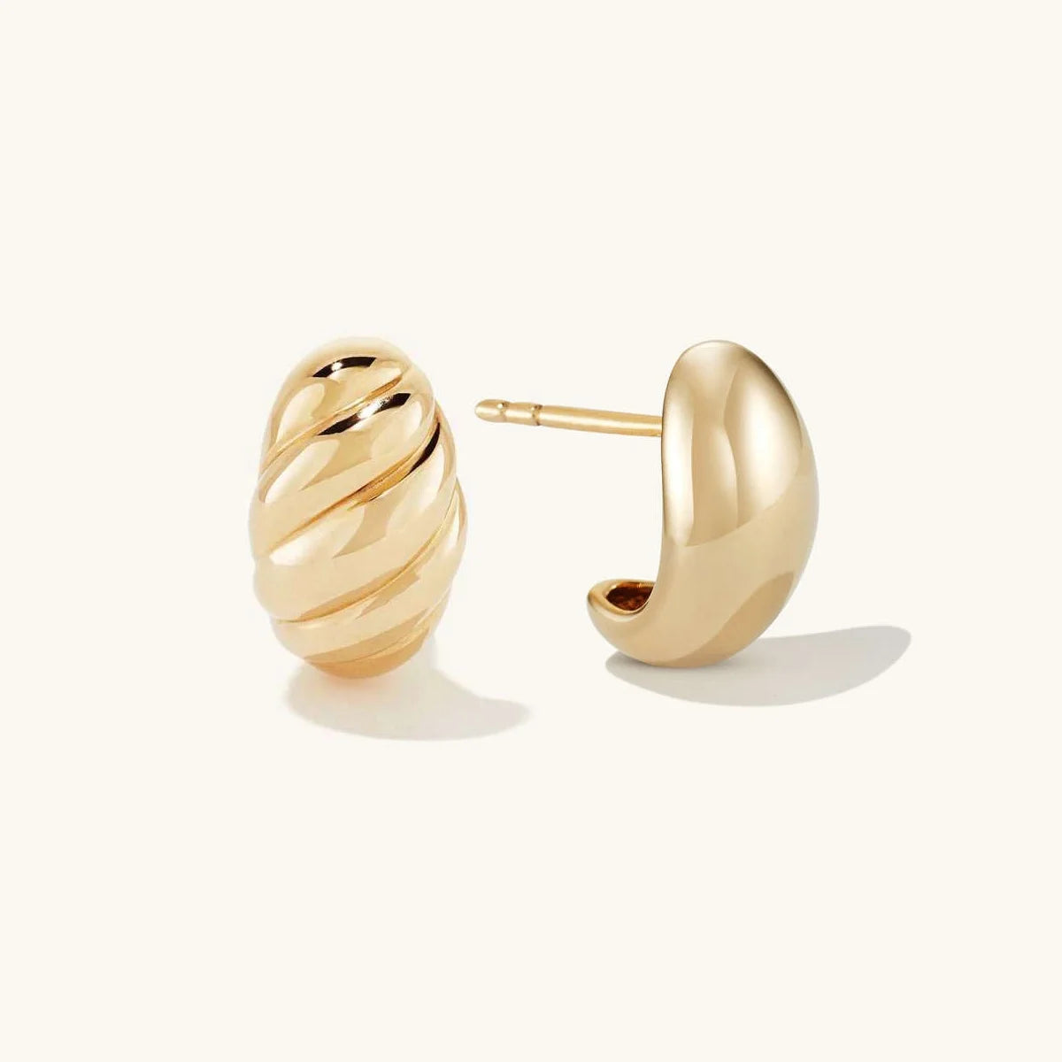 LOZRUNVE New 925 Sterling Silver Handmade Minimalist Plain Silver Gold Dome Huggie Stud Earrings