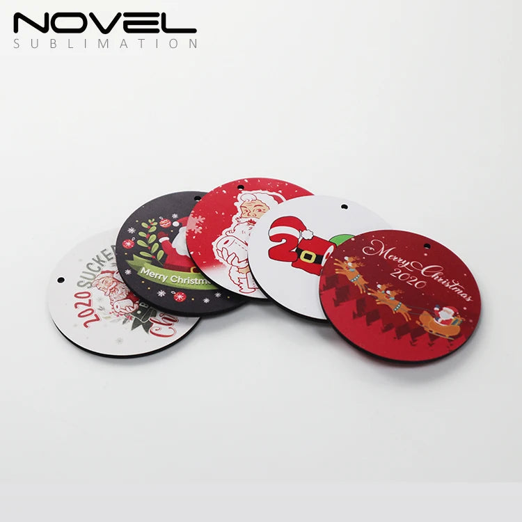 Circle MDF Christmas Ornament Sublimation Round Wooden Pendant Both-side Printing Blank MDF Sublimation Hanging Ornament