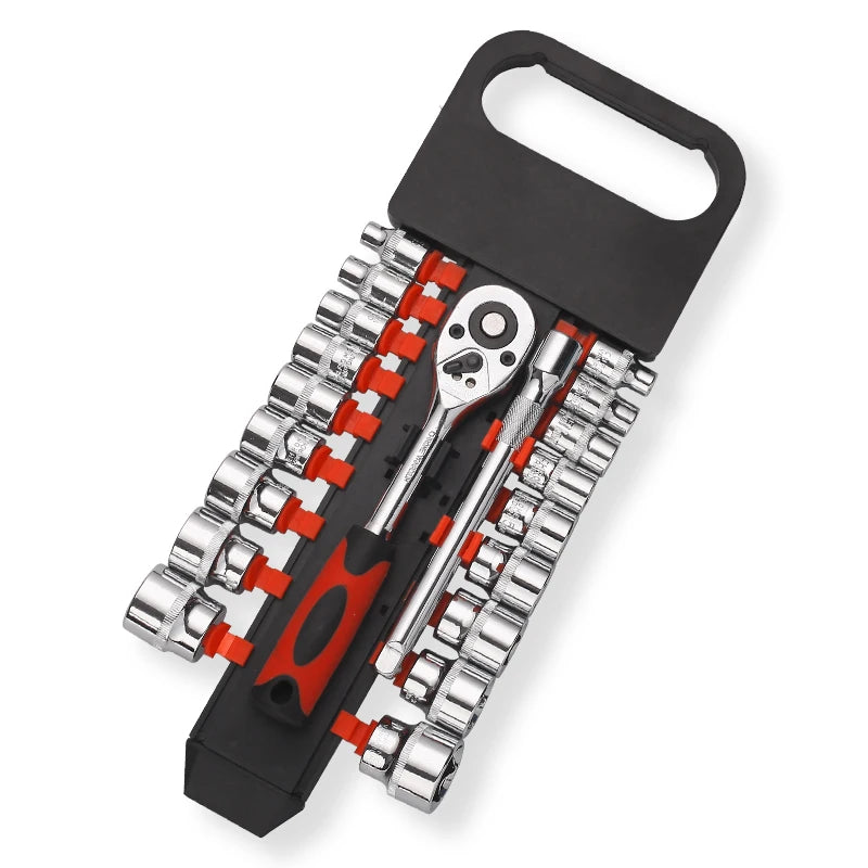 20PCS 3/8"Dr Socket Wrench Set (Mirror Finish)Handle Socket Tool Set